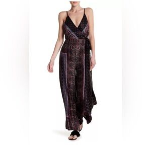 Free People Multicolored/Patterned Crossover Bodice Wide leg Jumpsuit Size 4